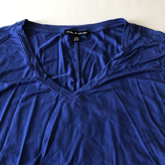 Cable and Gauge Womens Blue V Neck Stretch T-Shirt Size Large - Picture 11 of 16